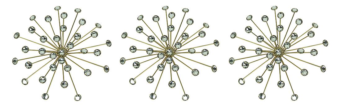 Jeweled Metal Bursting Star Wall Mounted Hanging Sculpture Set of 3 Burst