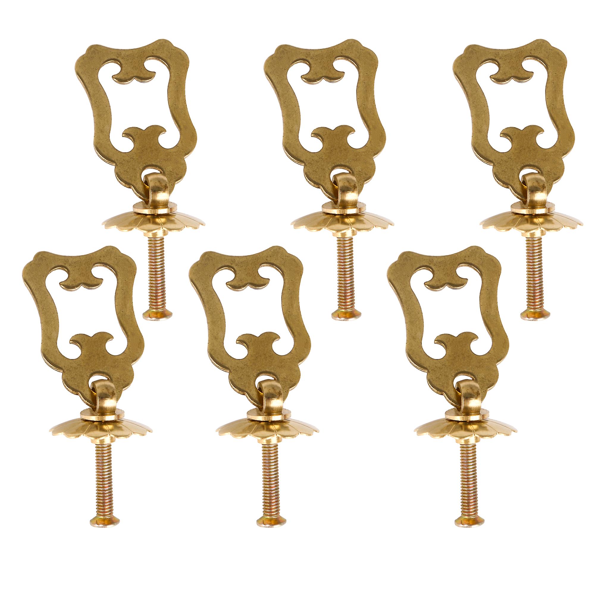 6 PCS 50mm Retro Brass Pull Handle with Screw for Closet Jewelry Box