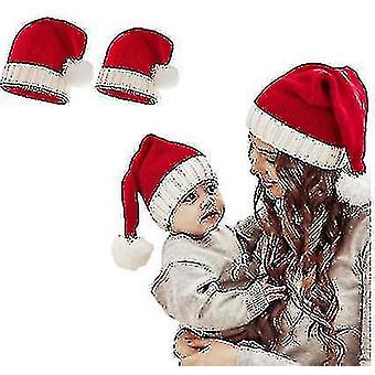 Christmas Family Matching Hats Red Santa Clause Kids Mummy Knit Hat With Pompom