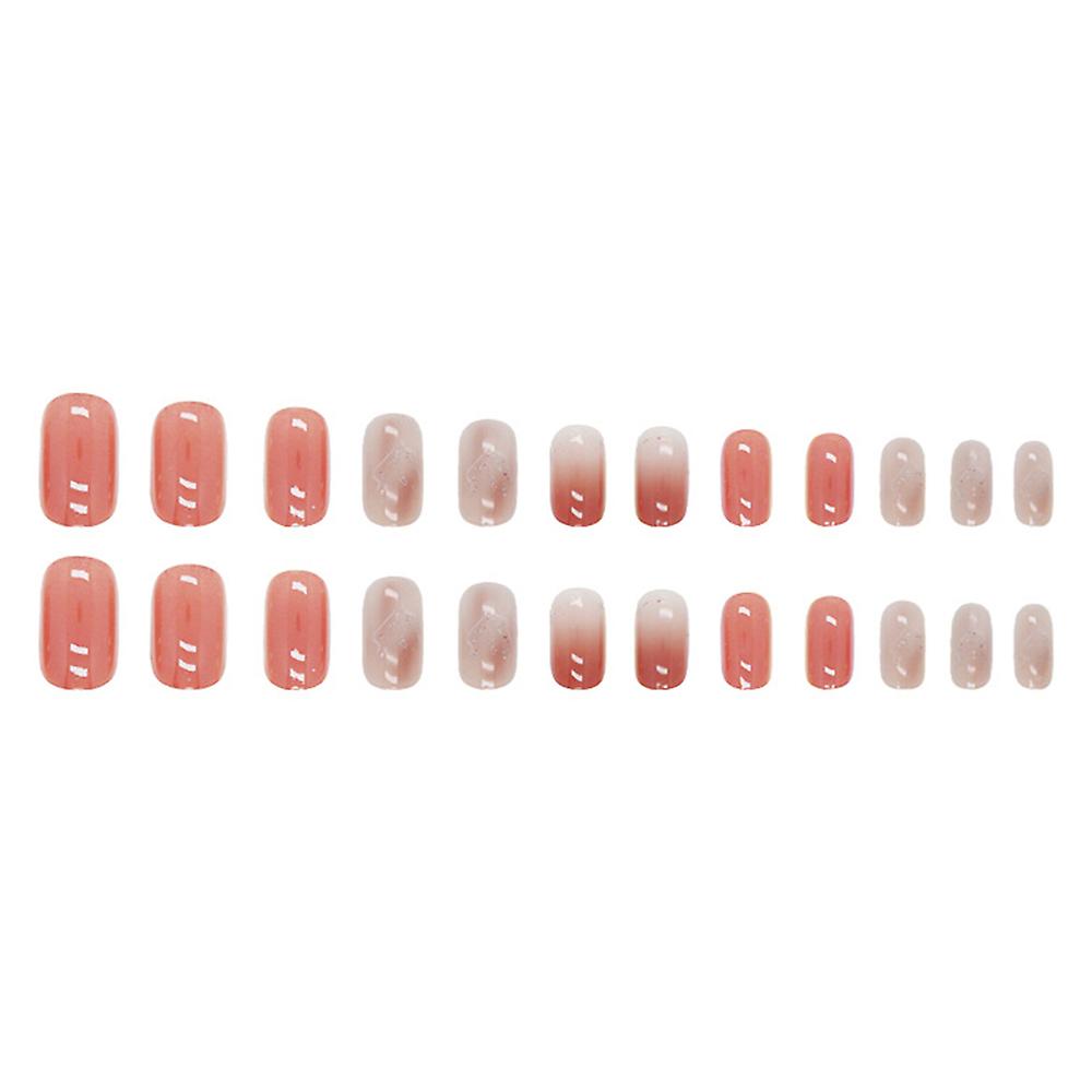 24pcs Short Press On Nail Gradient Red Design Sweet Style Full Coverage Nails
