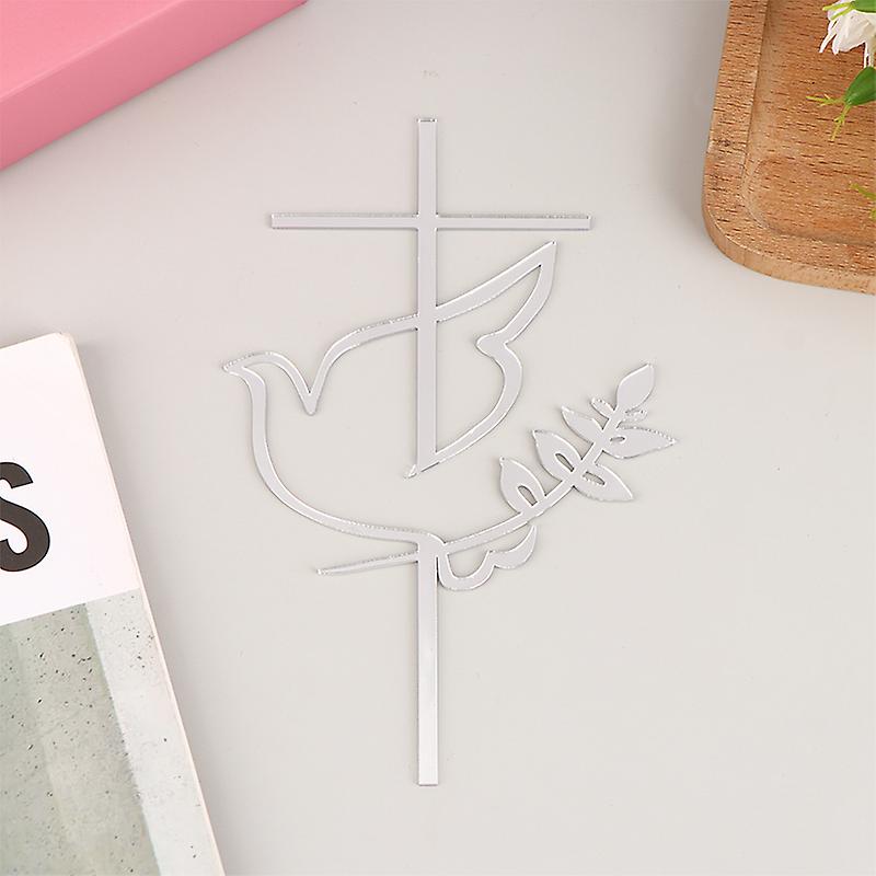 Dove Cross Topper First Communion Minimalist Acrylic Cake Insert Decoration