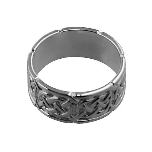 9ct White Gold 8mm Celtic Wedding Ring Size Q