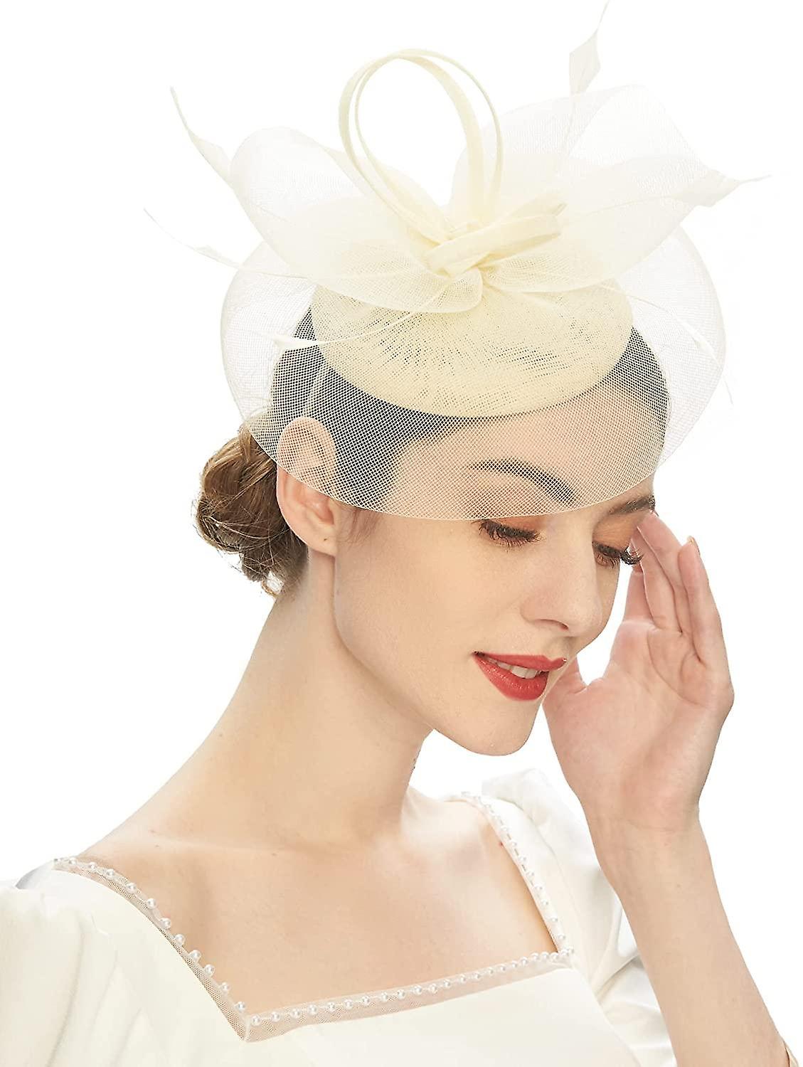Women's Fascinator Hat With Feather Mesh Kentucky Hat Feather Derby Fascinator Tea Party Pillbox Hat