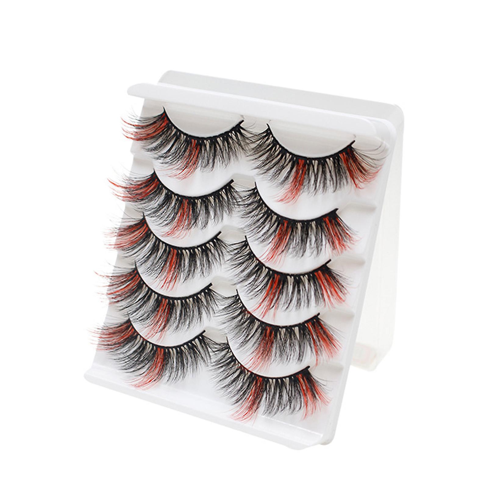 5 Pairs Colorful Curling False Eyelashes Charm Looking Curling Up Eyelashes