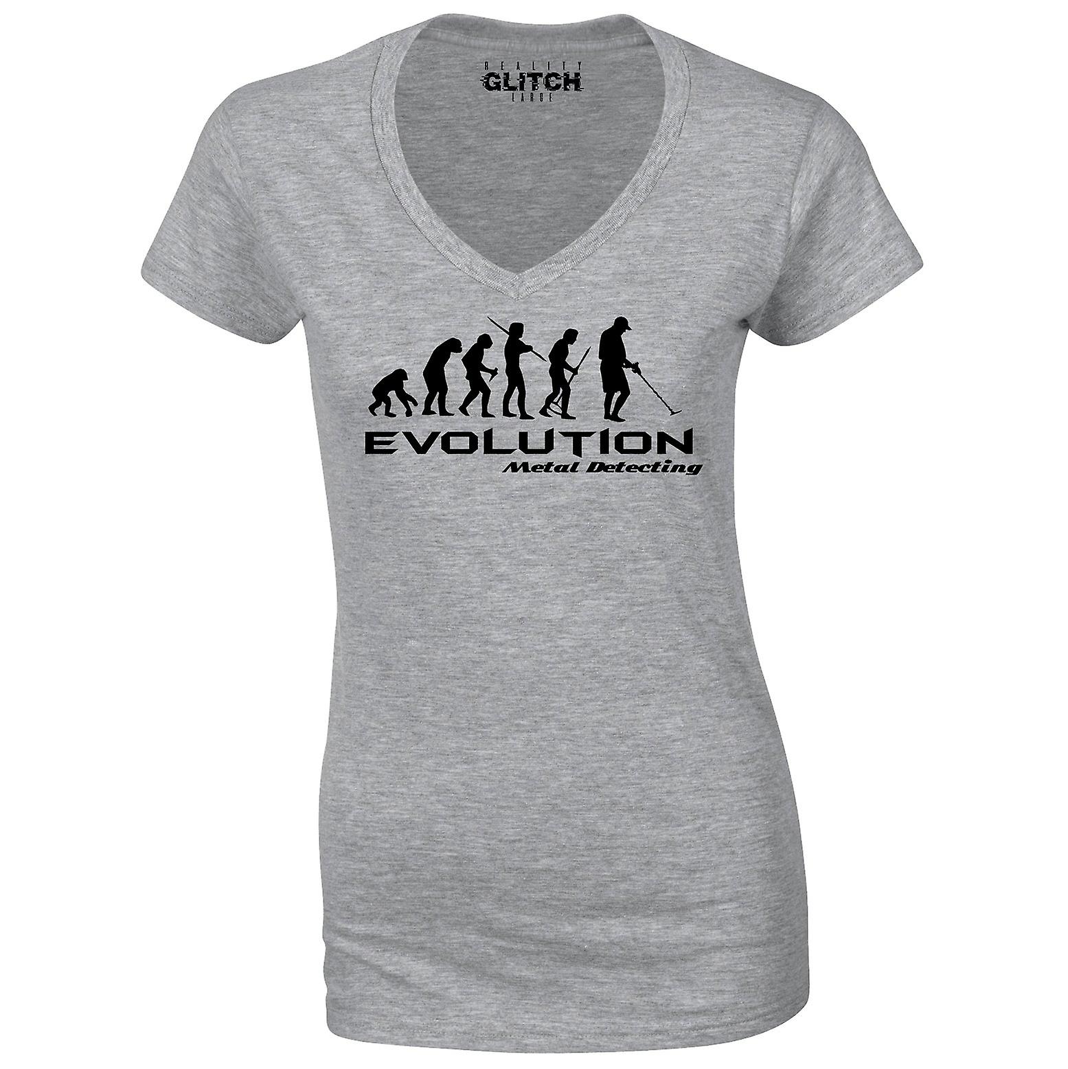 Reality Glitch Evolution Of Metal Detector Womens T-shirt - V-neck