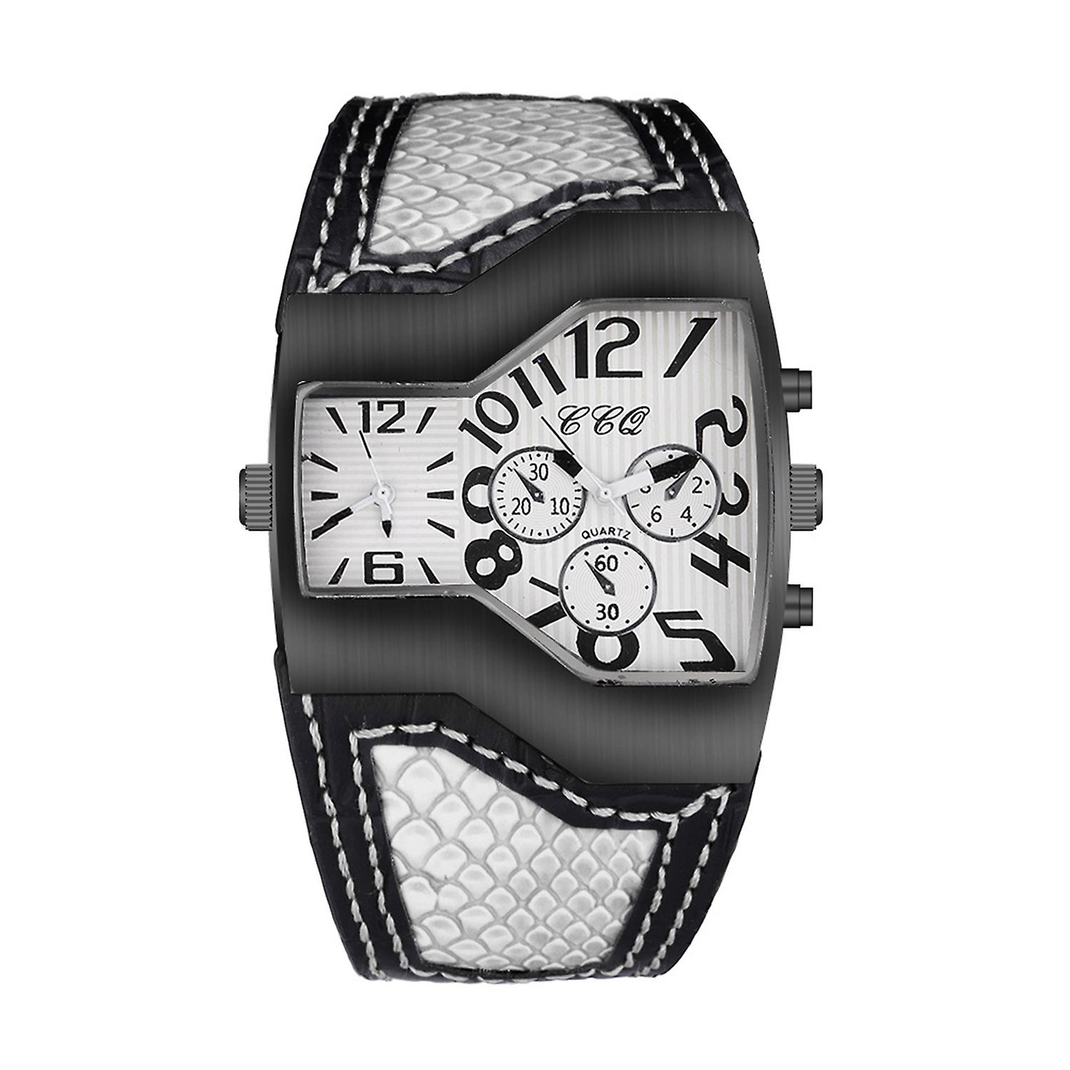 Men Quartz Watch Waterproof Big Dial Multiple Time Zone Digital Display Dual Movement Precise Timing