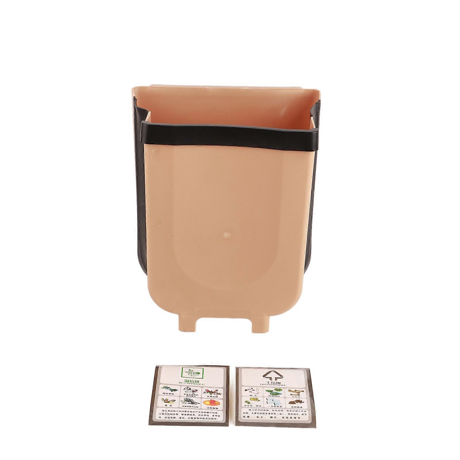 9L Foldable Hanging Kitchen Trash Can Plastic with Mounting Bracket for Bedroom Office Cafe