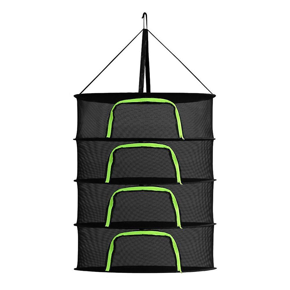 Drying Net for Herbs 6-Layer Foldable Mesh Rack with Hooks Black
