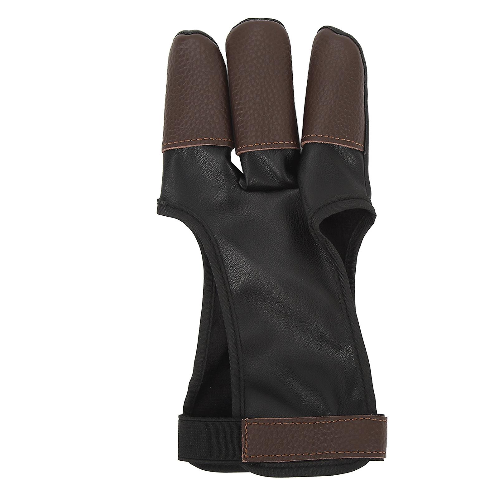 Archery Glove Finger Tab Accessories Three Finger Guard PU Leather Archery Gloves for Recurve Compound Bow XL