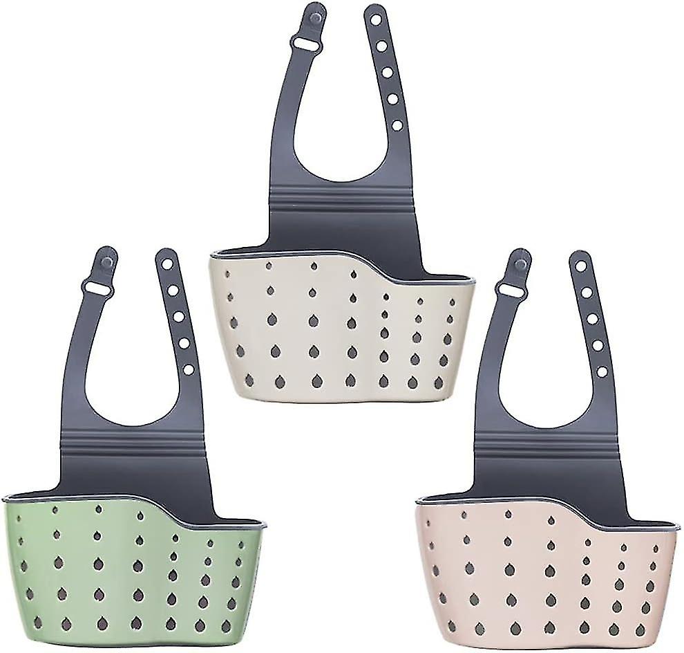 3Pcs Household Kitchen Hanging Basket Drain Rack, Tub Storage Tool Sink Holder, Soap Sponge Holder,