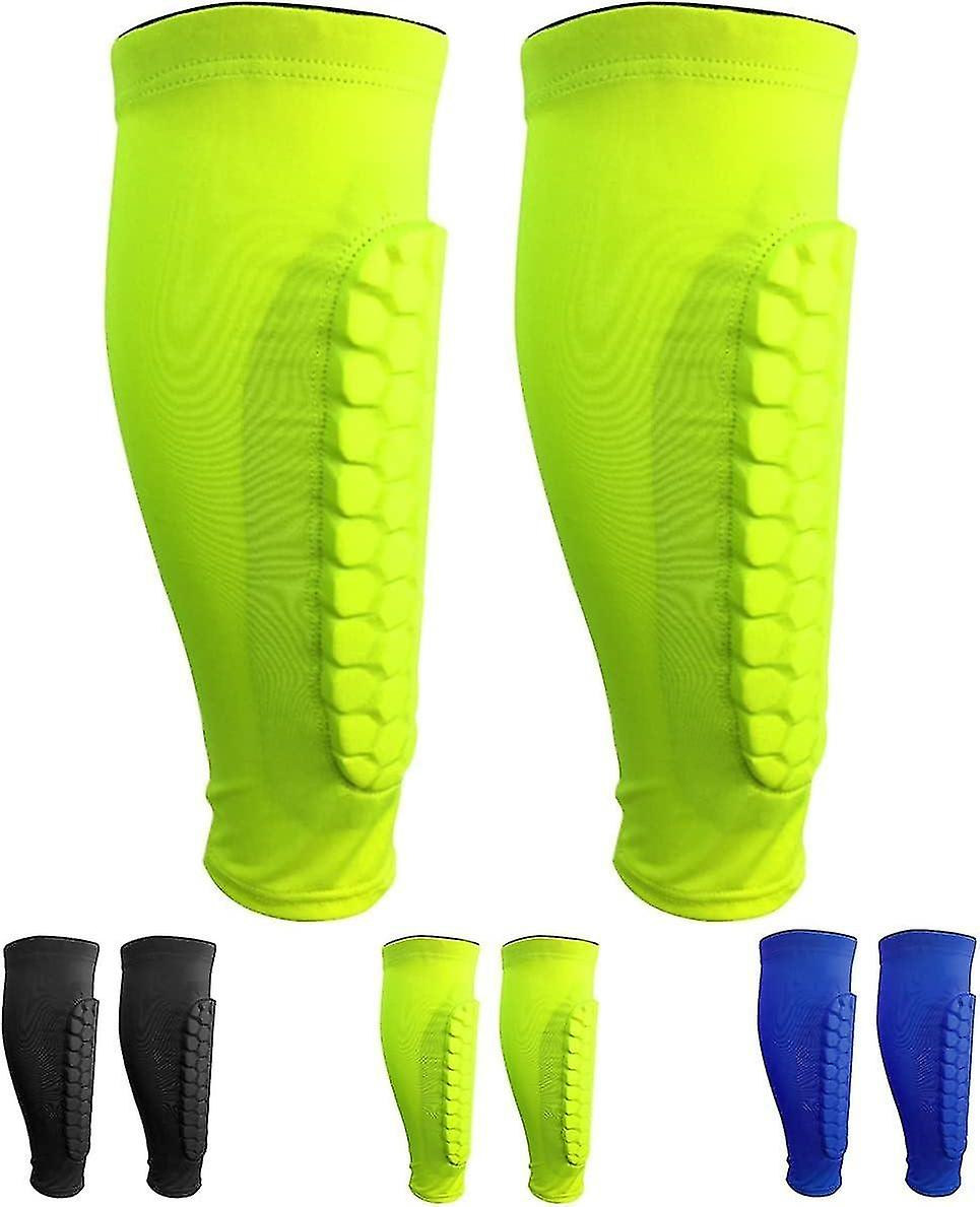 Pair Soccer Shin Guards(Green,L), Calf Protection Sleeve Professional Anti-shock Shin Guards for Men