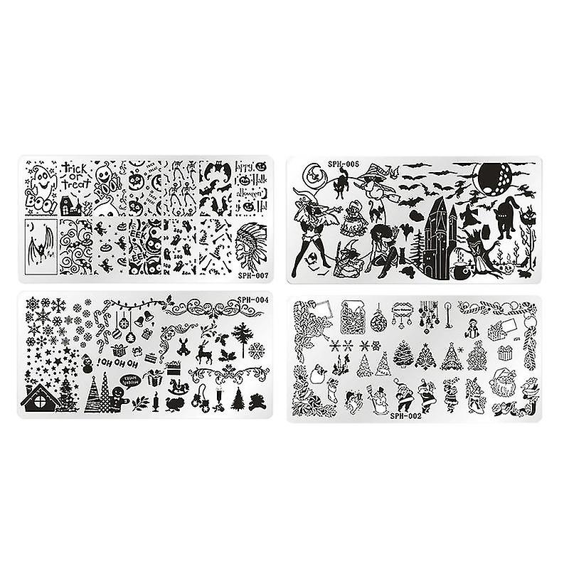 4pcs Nail Plate For Halloween Gifts