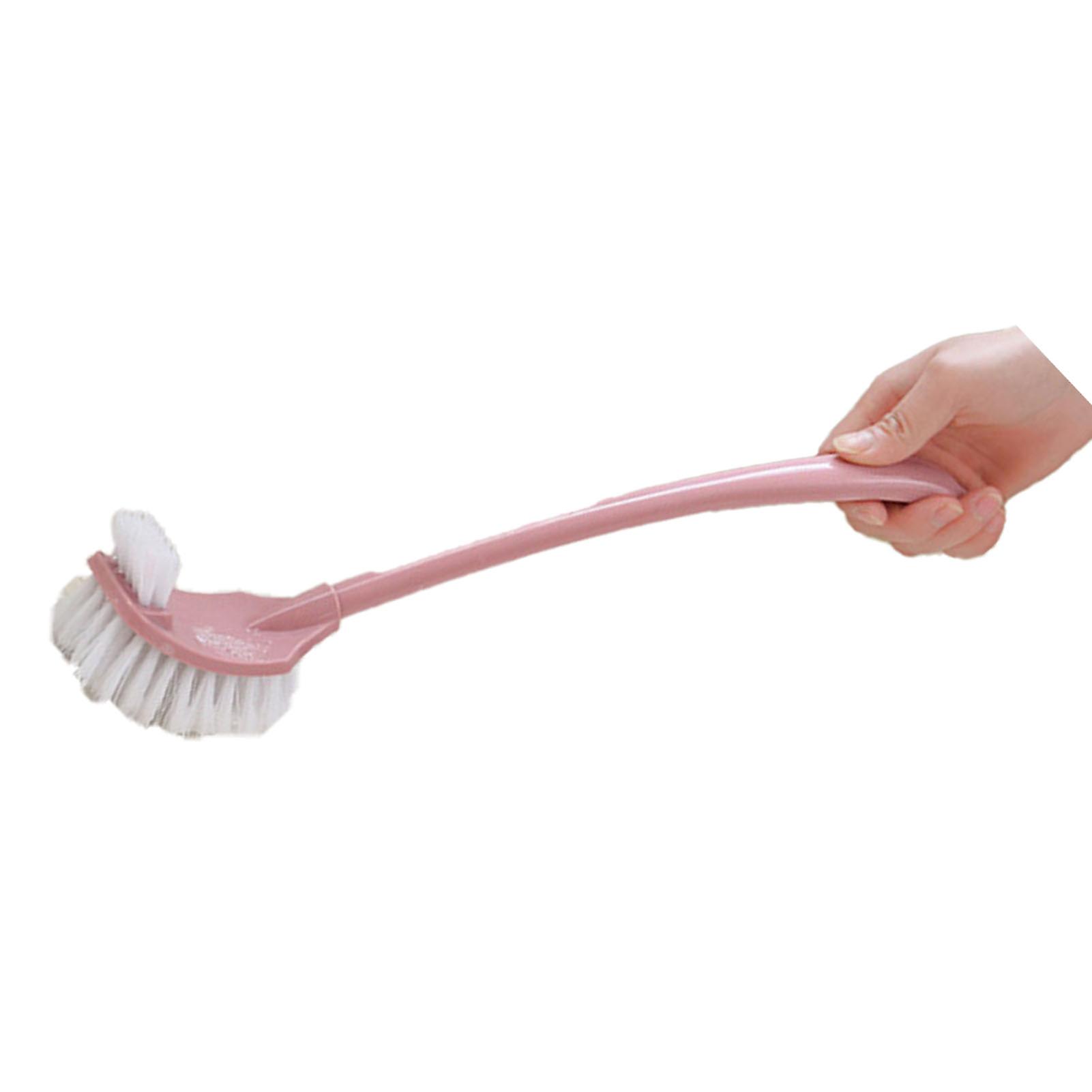 Toilet Brush Set Double Sided Head Plastic Scrubber Holder Pink