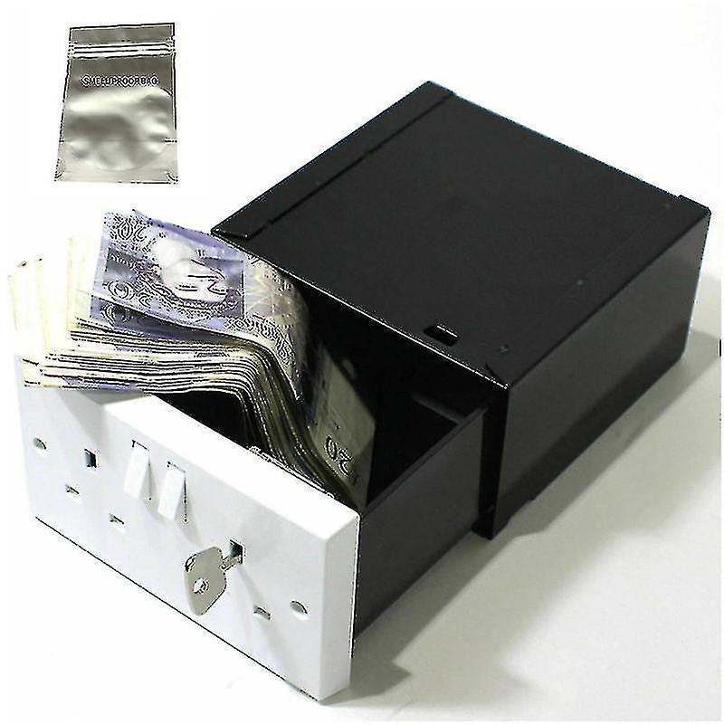 Imitation double uk plug socket wall security secret hidden stash box covert diversion safe