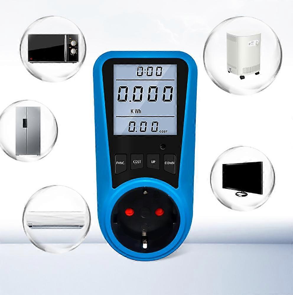 Electricity Cost Meter, Electricity Meter Power Meter Energy Cost Meter Power Meter Socket, Power Meter Meter with Larger LCD Screen, Overload Protect