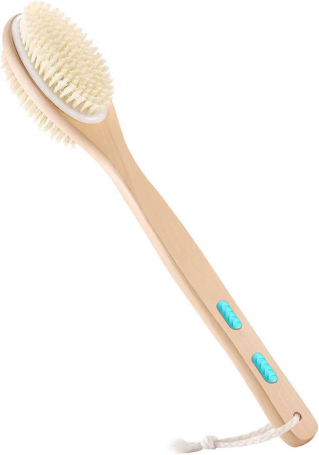 Brosse pour le corps pour le brossage humide ou sec avec long manche en bois