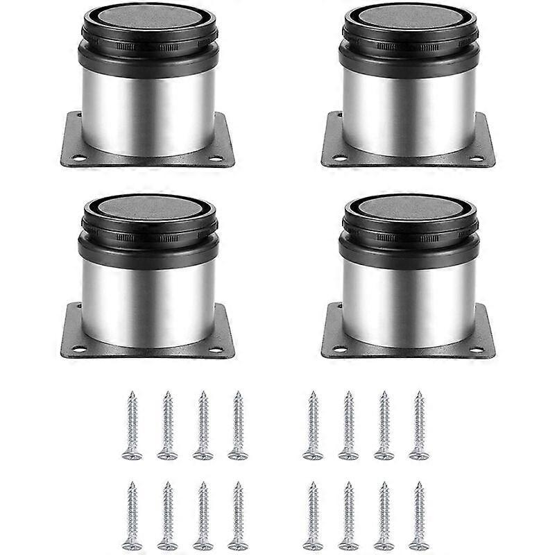 4x Round Furniture Table Legs Stainless Steel Adjustable Sofa Legs with Screws - 5cm