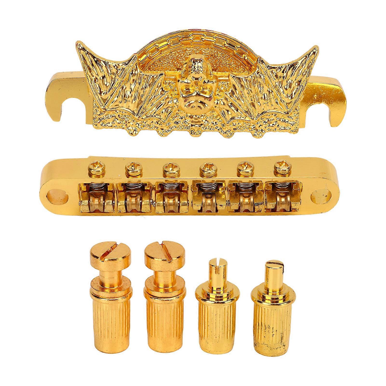 Guitar Bridge Tailpiece Roller Saddle Height Adjustable Beautiful Gold Roller Saddle Bridge Tailpiece