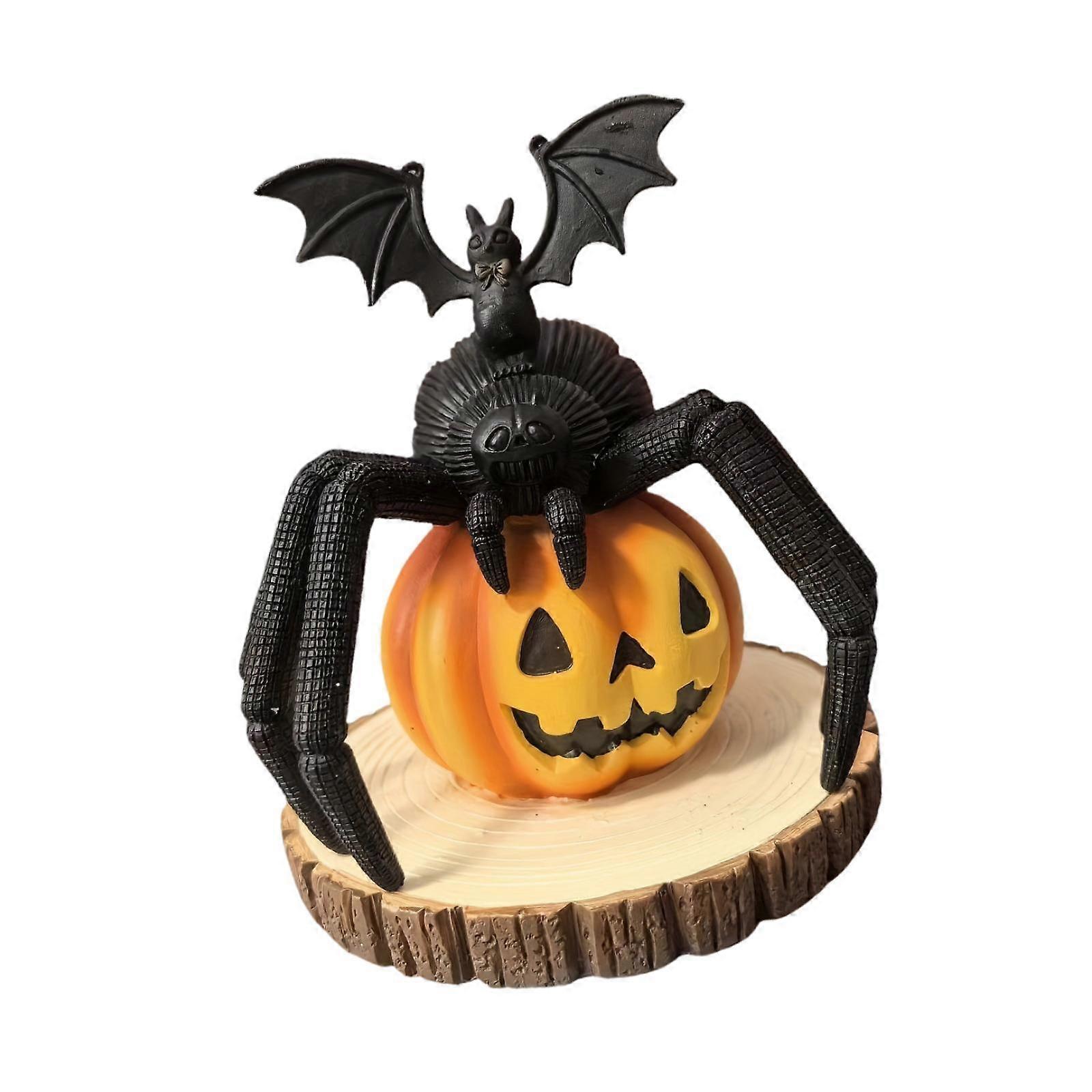 Chauve-souris araignée citrouille statue Halloween cadeau résine pour bureau d’entrée salon
