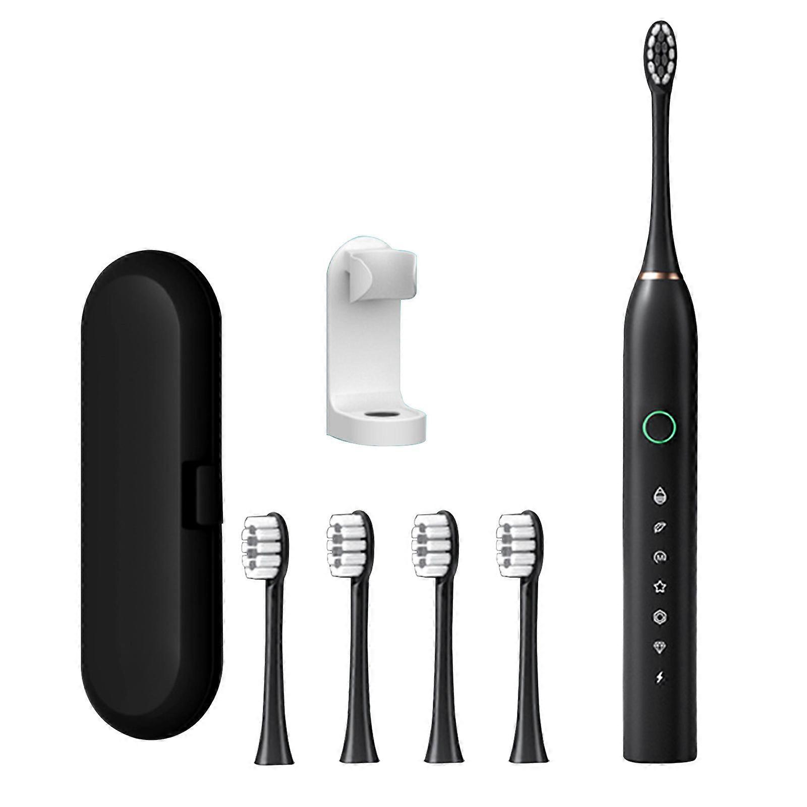 4 Brush Heads, 6 Gears With Bracket And Travel Case, USB Charging Model Electric Toothbrush, Fully Automatic Charging Sound Soft Bristle Brush