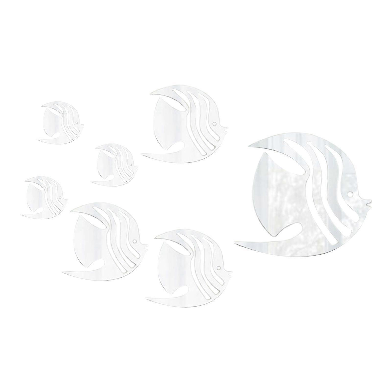 7Pcs Acrylic Mirror Wall Stickers Fish Wall Decals for Tile Office Classroom