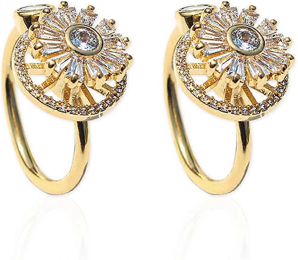 Guld Kristall Ångest Lättnad Snurrande Ring, Fidget Ringar för Ångest För Kvinnor, Öppen Justerbar Fidget Spinner Ring, Stressavlastande Ring Smycken Gåva