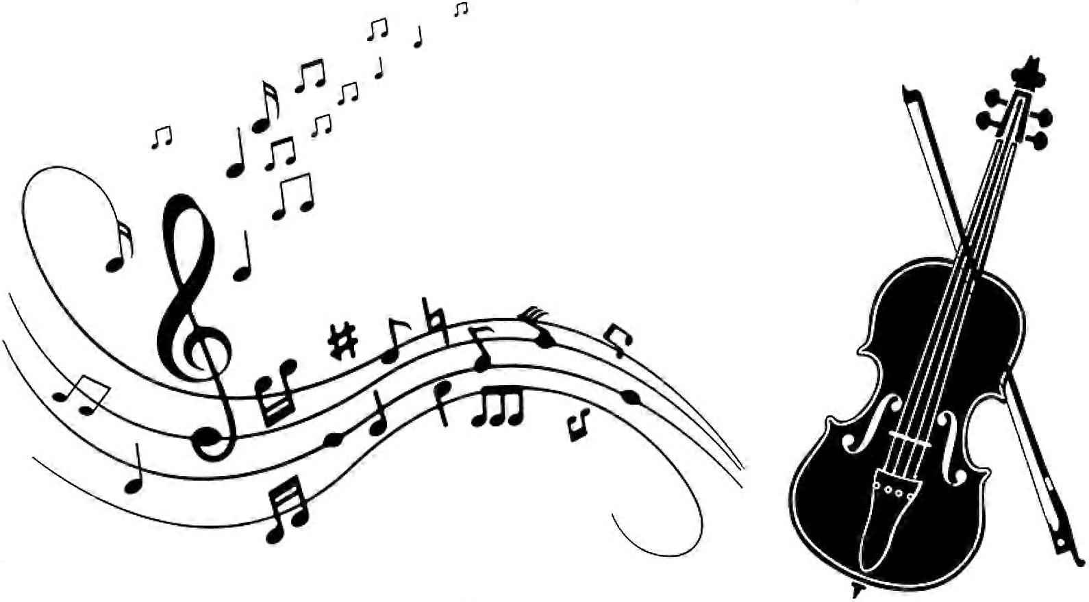 Black Cello Wall Sticker Music Notes Stave Removable Vinyl Wall Stickers