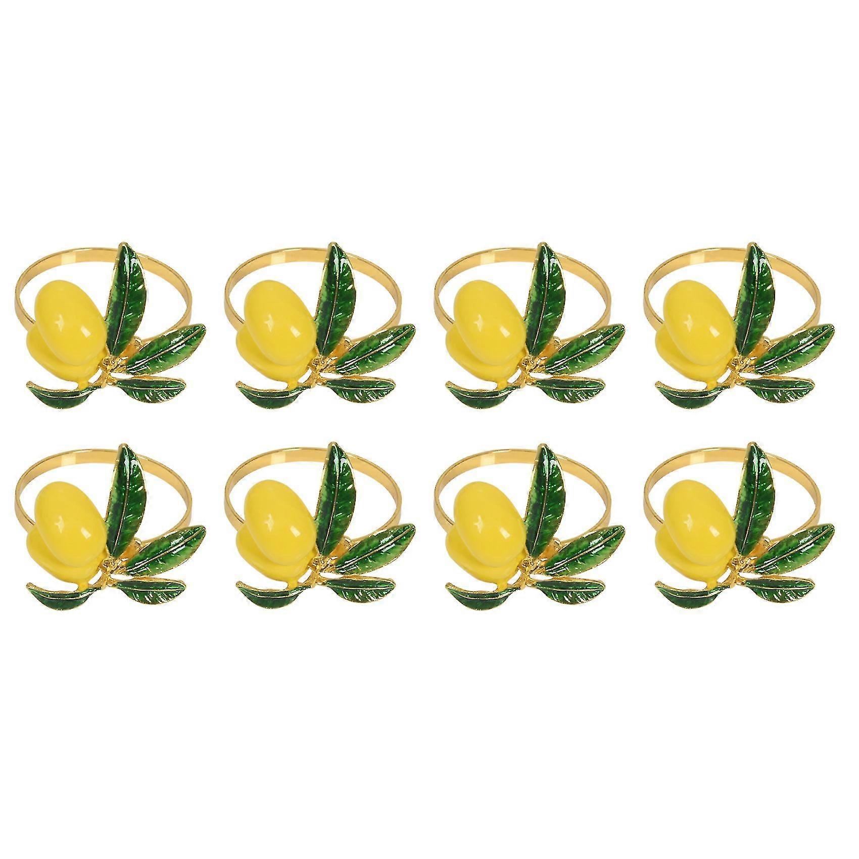 Napkin Rings Set Of 8,lemon Wedding Napkin Holder Gold Napkin Buckle For Table Decor Parties Holida