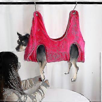 Dog Cat Hammock Helper Soft Flannel Pet Grooming hengekøyer Restraint Bag (rosa S) H