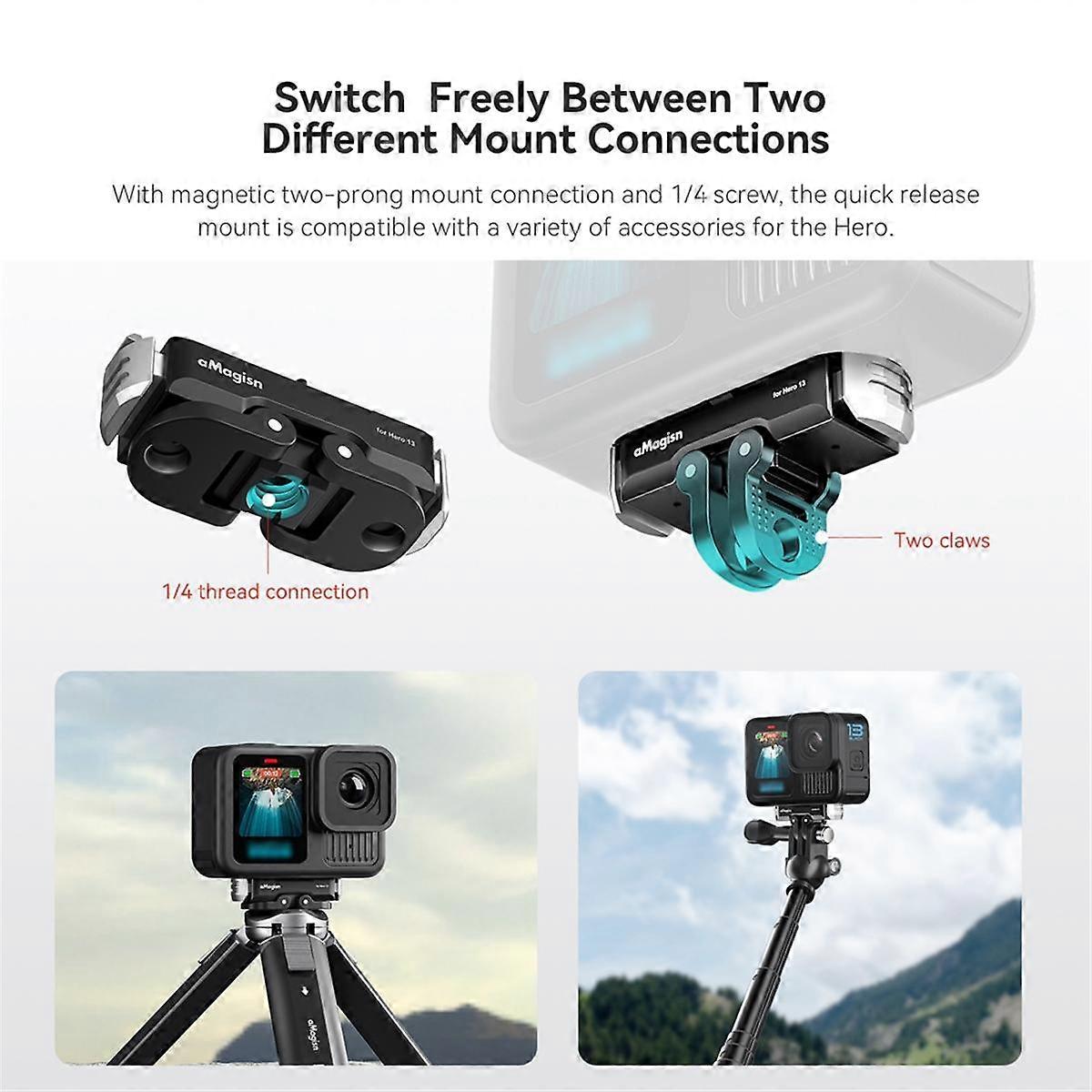 Camera Quick Release Base Mount Action Camera Selfie Stick Tripod Adapter Foldable Cam Stand for Hero 13