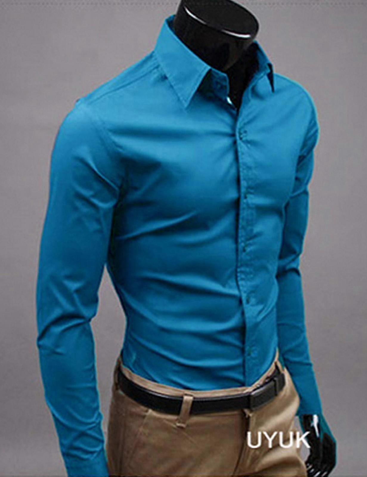 HMWY-الرجال قميص أعمال بأكمام طويلة عادي رسمي غير رسمي قمم اللباس