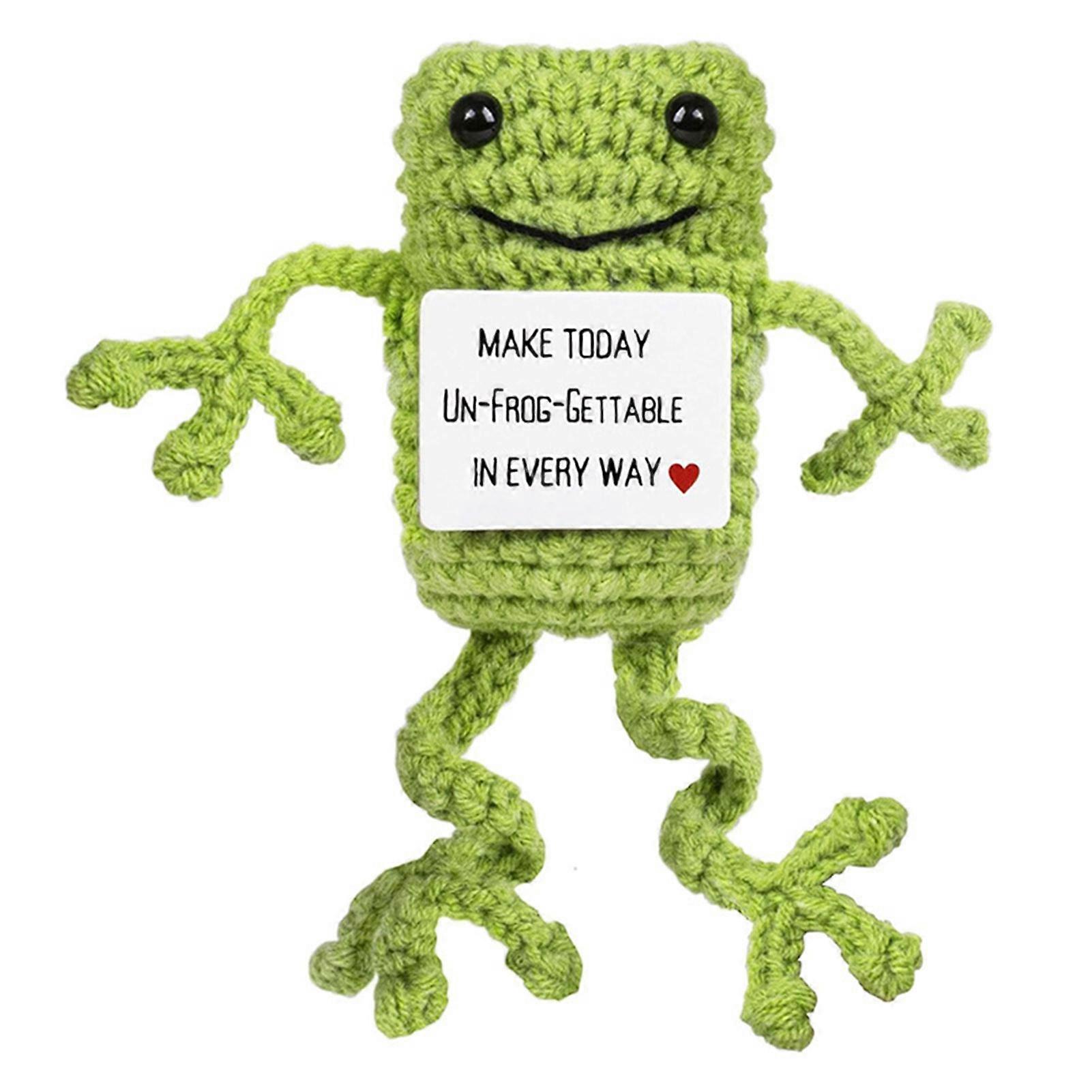 Mini Funny Positive Frogs with Crochet Patterns Funny Hand Knitted Frogs Ornament for Home Decor