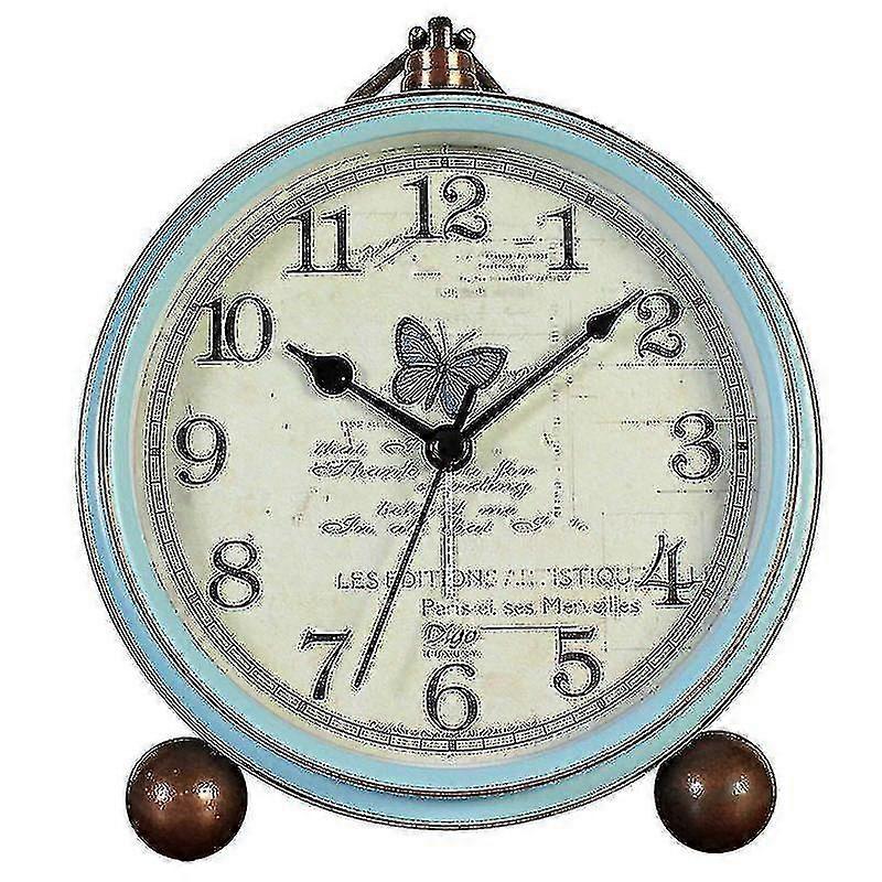 Horloge de table bleu non tic-tac Rétro Vieux Style Réveil