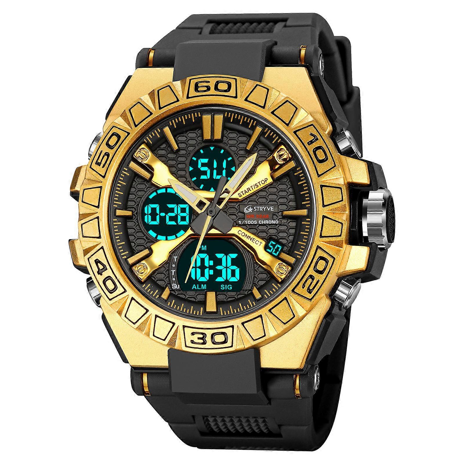 Uhr für Herren Hochwertige Digital-Analog Dual Movement 5ATM Wasserdichte Uhren Mode Sport Herrenuhr 8025