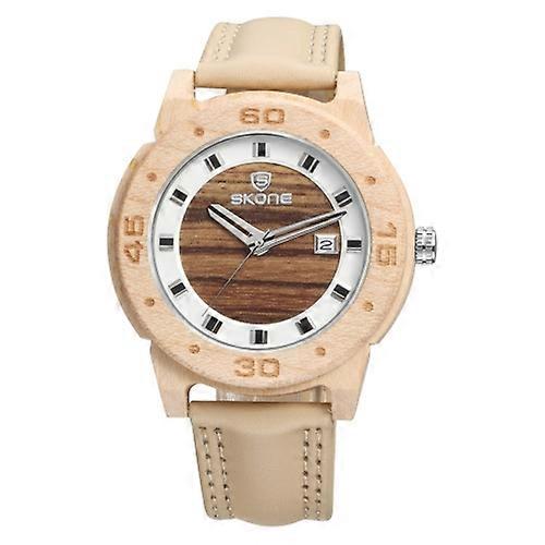 SKONE 3816 Round Dial Rivet Scale Calendar Display Men Quartz Watch with PU Leather Band