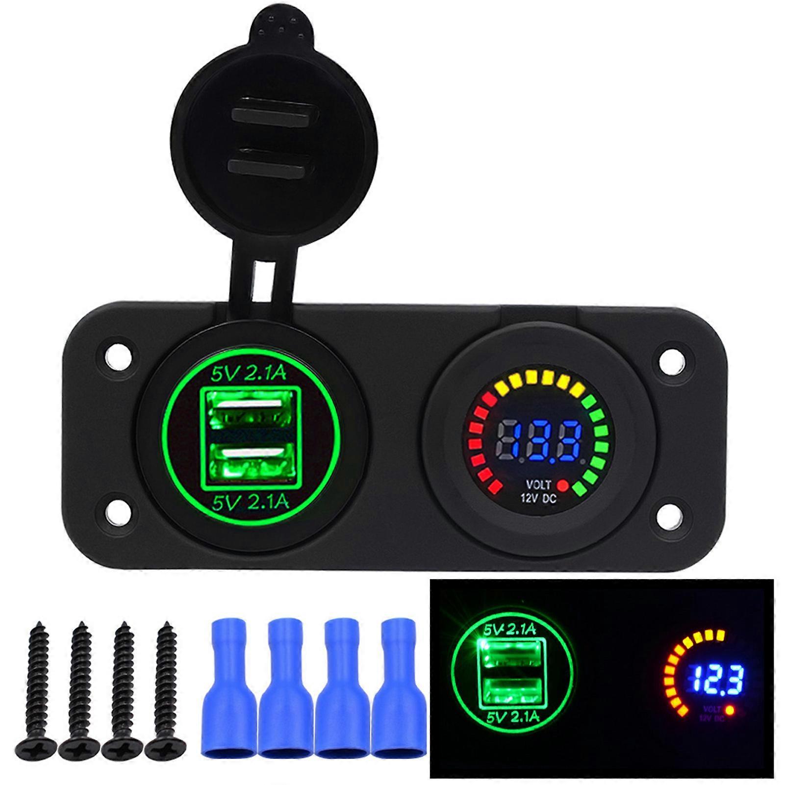 12-24V USB Power Adapter High and Low Temperature Resistance Suitable for Car RV Boat Marine