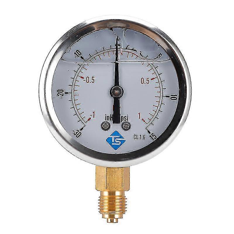 Manómetro, -30-15 Inhg/psi, -1-1 Bar, montaje inferior npt de 1/4", manómetro de presión de aire Manómetro de agua Manómetro hidráulico Manómetro de aceite, Radial Oi