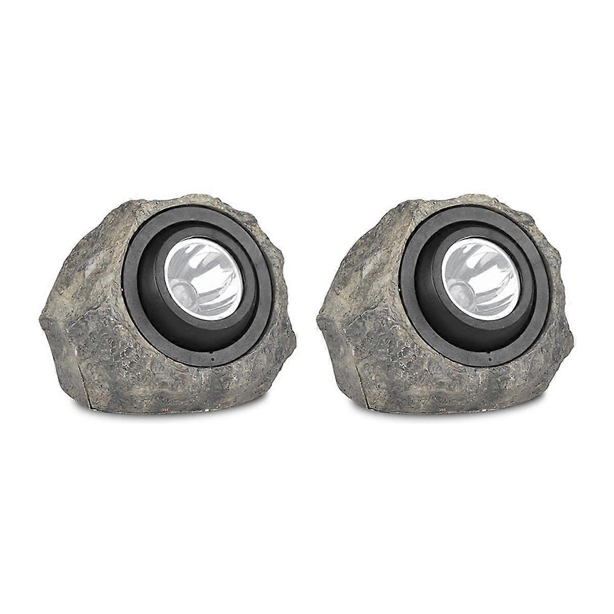 2pcs Solar Garden Rock Lights - IP65 LED Waterproof Solar Spotlight, Switchable White Warm Light Ga