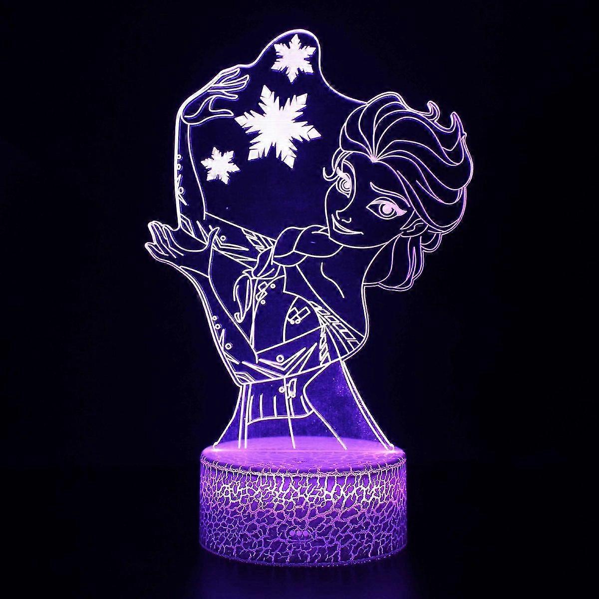 Princess Elsa Illusion Lamp 3d Night Light With 16 Color Change Remote Control,room Dcor