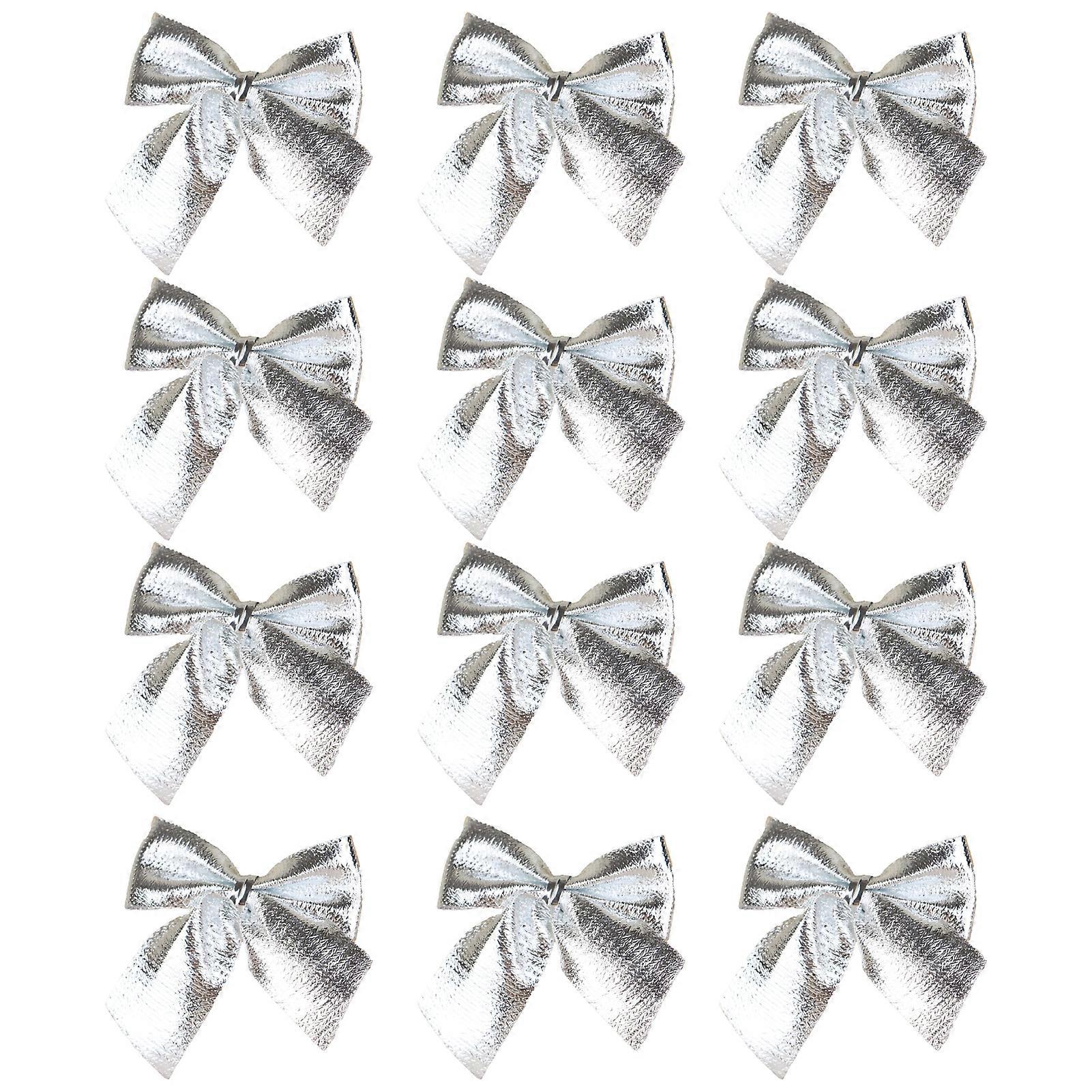 12Pcs/Pack Christmas Bows Ornaments Golden Silver Red Bow Xmas Tree Decoration for Home Festival Kaesi