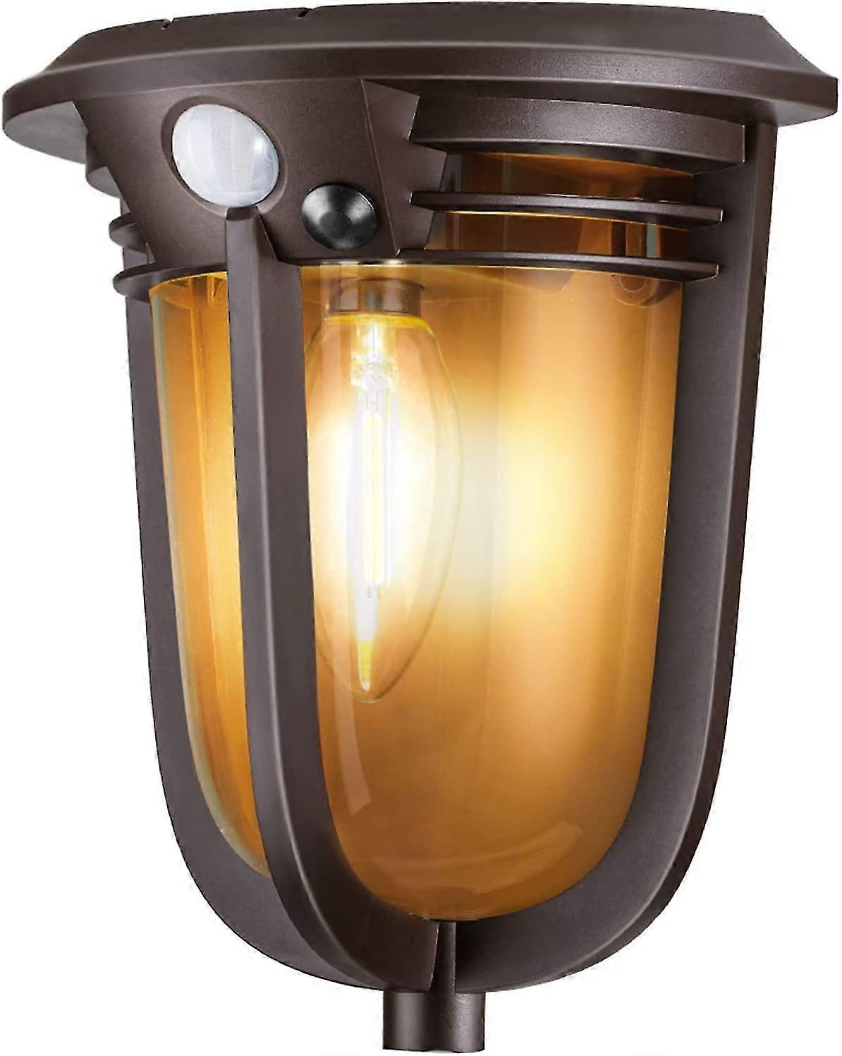 Retro Style Solar Wall Light, Outdoor Weatherproof Motion Sensor Light For Porch, Gate, Garage Door, Fence Side