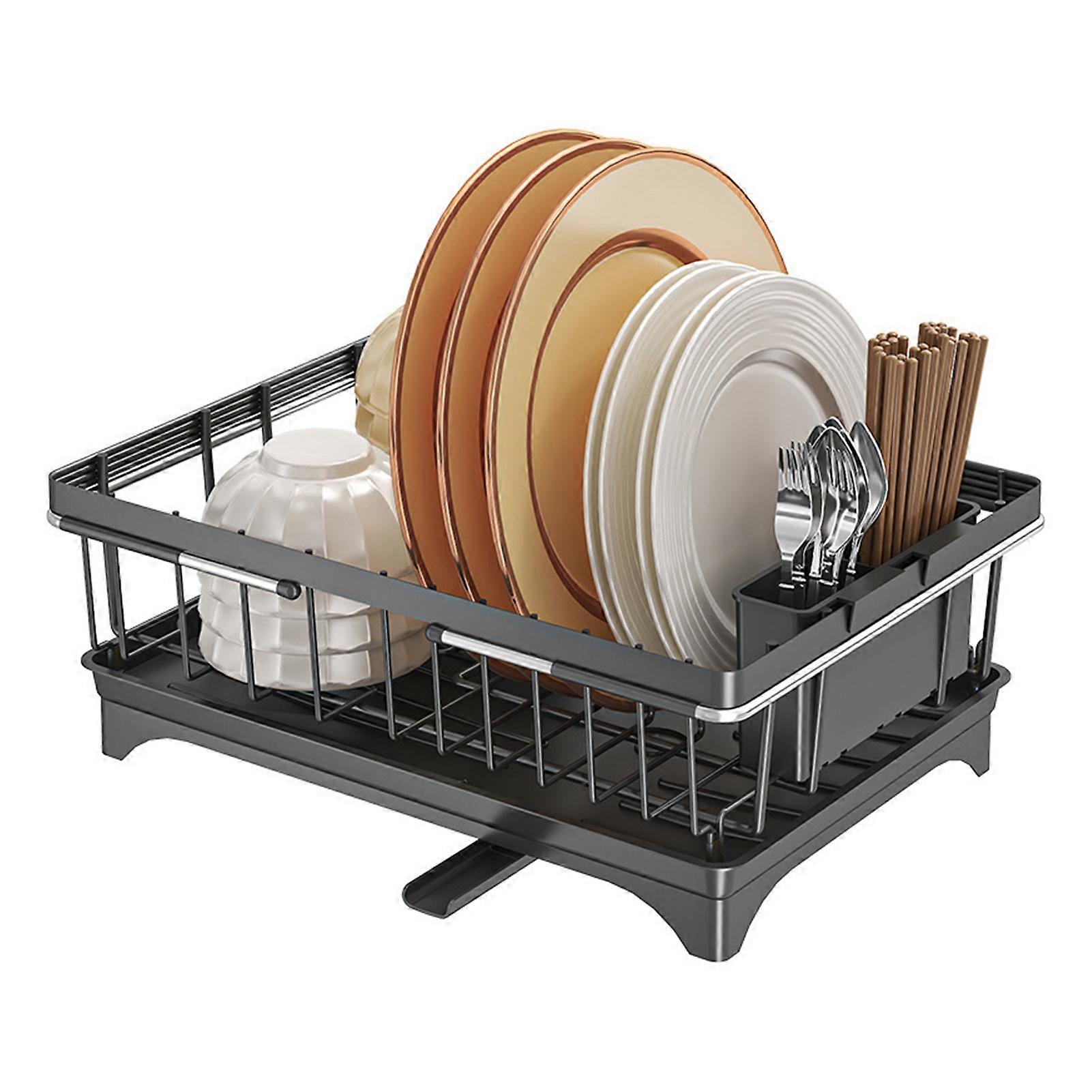 Kitchen Dish Drainage Rack Retractable Stainless Steel Choplastick Holder with Drain Tunnel Waterproof Bowl Plate Tableware Drying Organizer