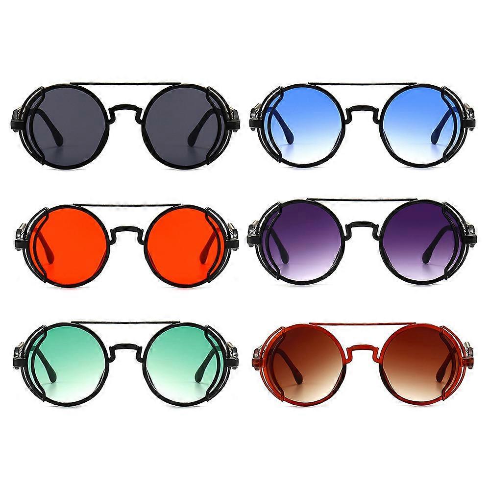 Retro Gothic Steampunk Sunglasses for Women Men Vintage Round Lens Metal Frame Hippie Glasses