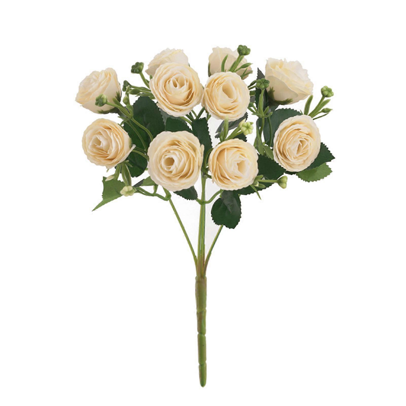 Artificial Rose Branch with Stem 10 Head Realistic Reusable Home Wedding Party Faux Flower Floral Decoration Photo Props