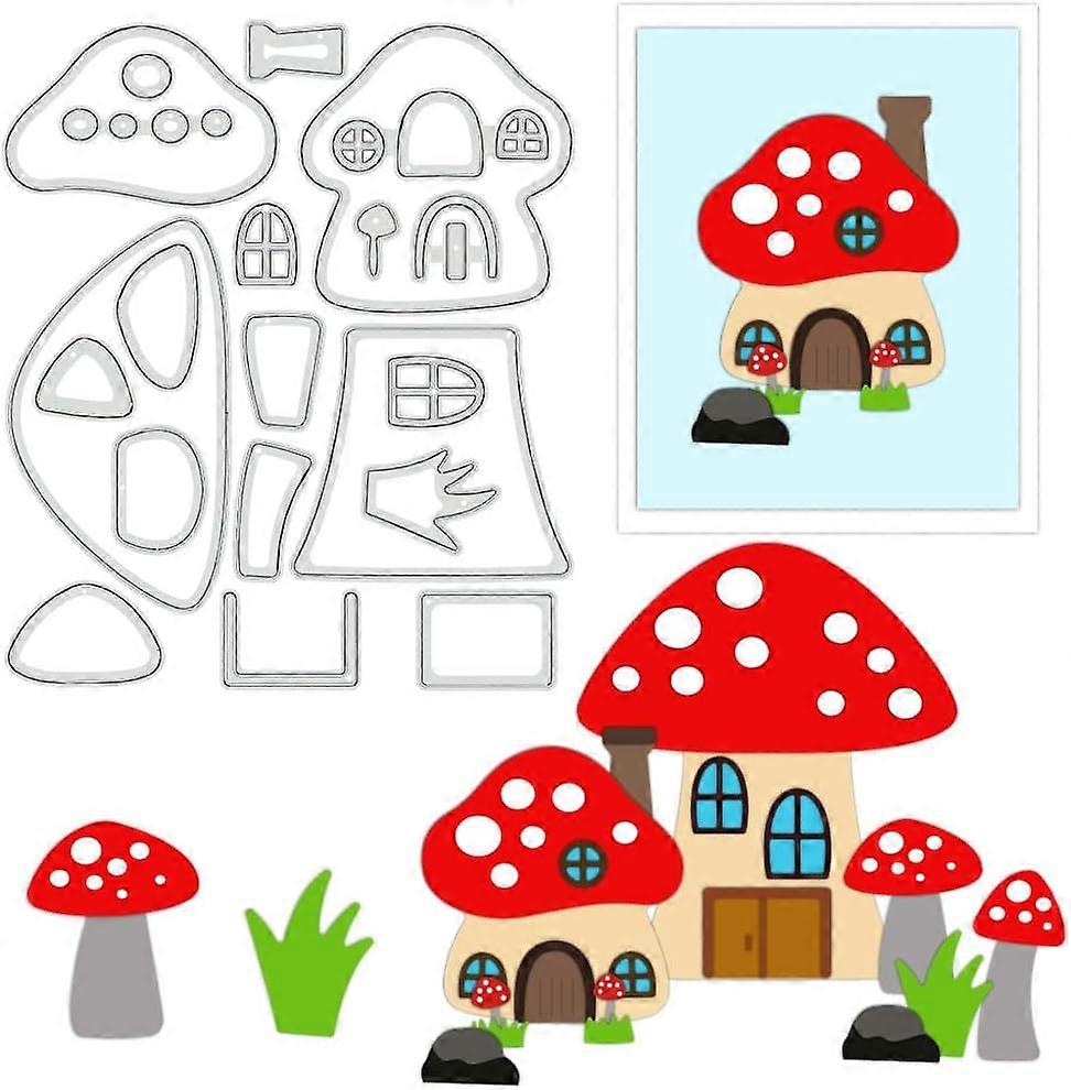 Mushroom Cutting Dies Stencils Mushroom House Die Cuts DIY Craft Embossing Template for Card Making Photo Decorative Paper Scrapbooking 0.8mm Thick