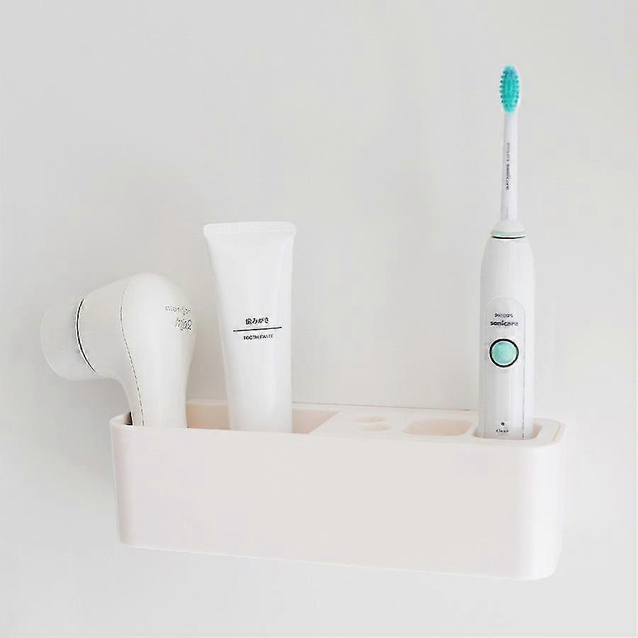 Toothbrush Holder - Multifunctional Wall Mounted Toothbrush Holder (white)