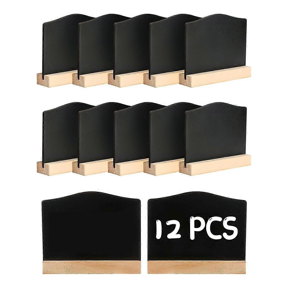 12Pack Mini Chalkboard Signs, Kitchen Notes Chalk Boards with Stands 10X7.2cm Small Blackboard Mess