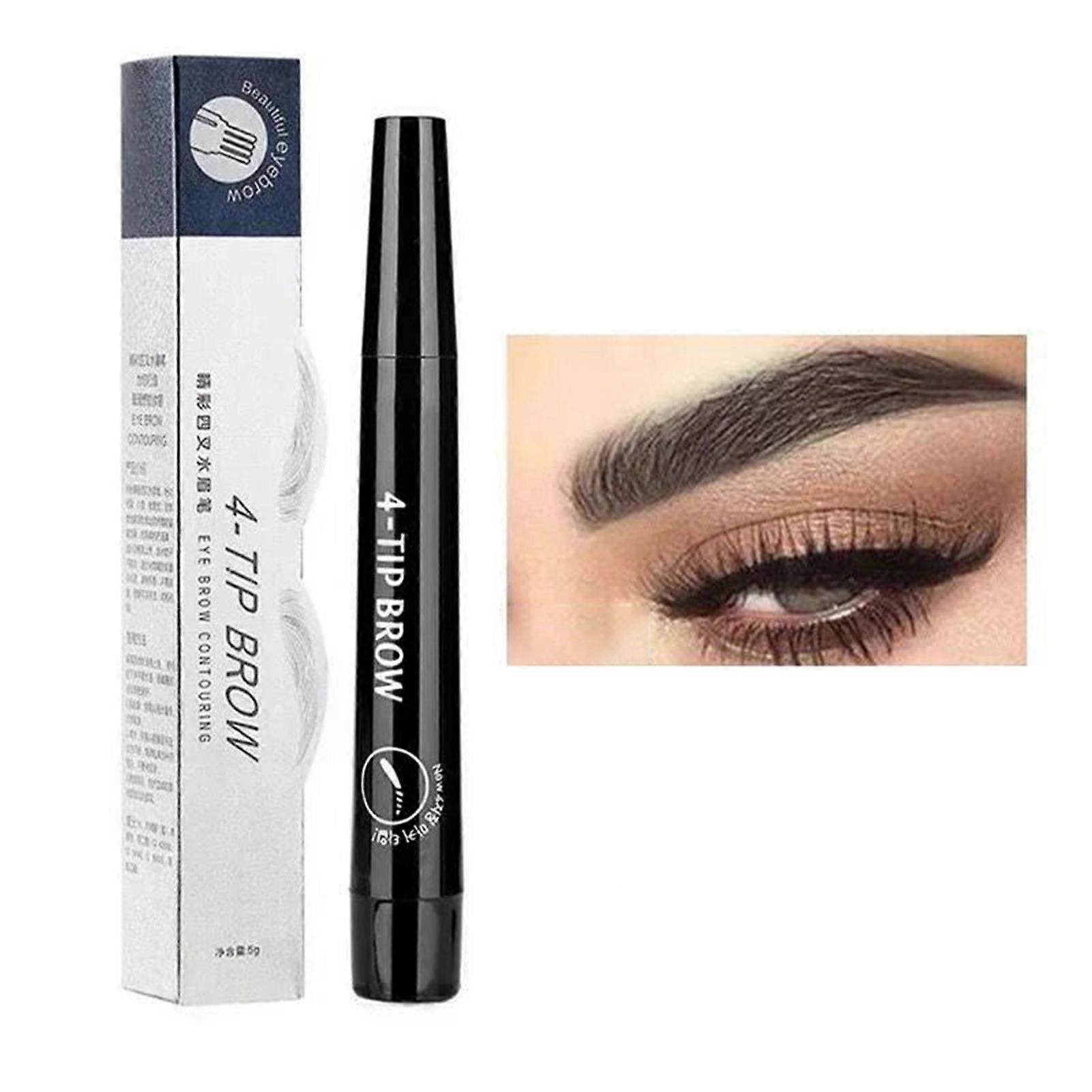 4 Pronged Split-End Liquid Eyebrow Pencil Non Fading Smudging Brow Liner for Daily Makeup