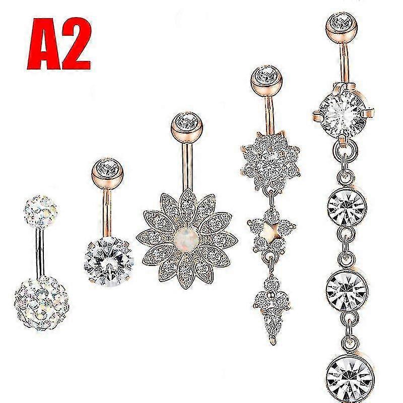 5pcs/set פירסינגים מפלדה כירורגית פירסינגים טבור פירסינגים כפתור בטן פירסינג משתלשל