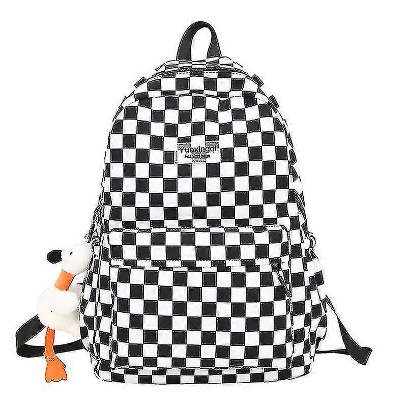 Checkerboard Plaid Backpack School Hombres Y Mujeres-i
